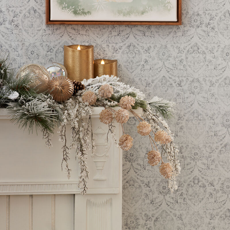 Set of 6 Pine Cone Sprays – Plastic Christmas Holiday Decor for Home, Mantel, and Seasonal Display