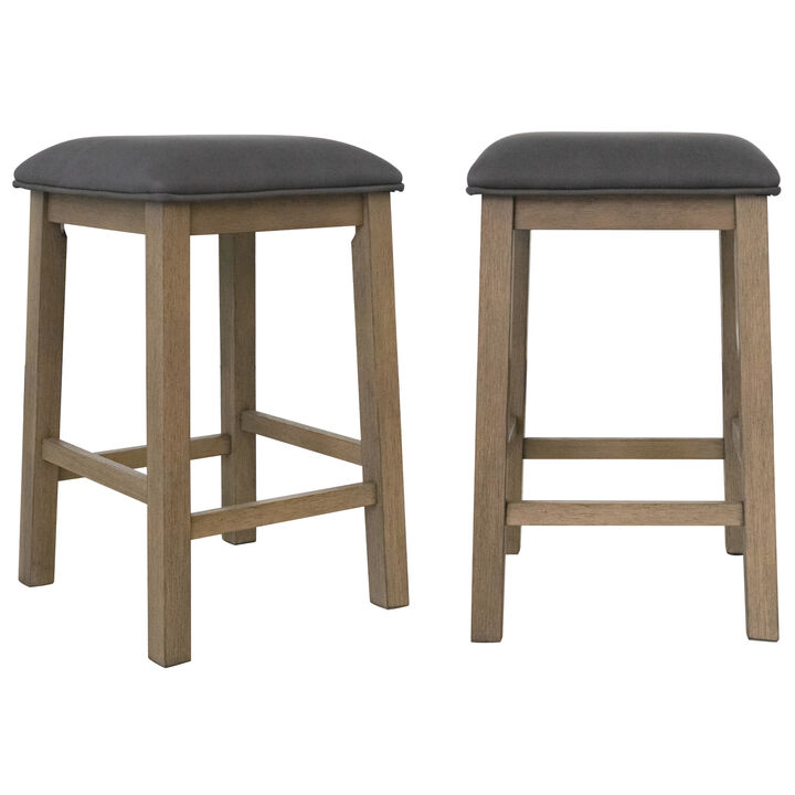 Saunders 25.5 in. Desert Brown Backless Bar Stool with Fabric Padded Seats (Set of 2)