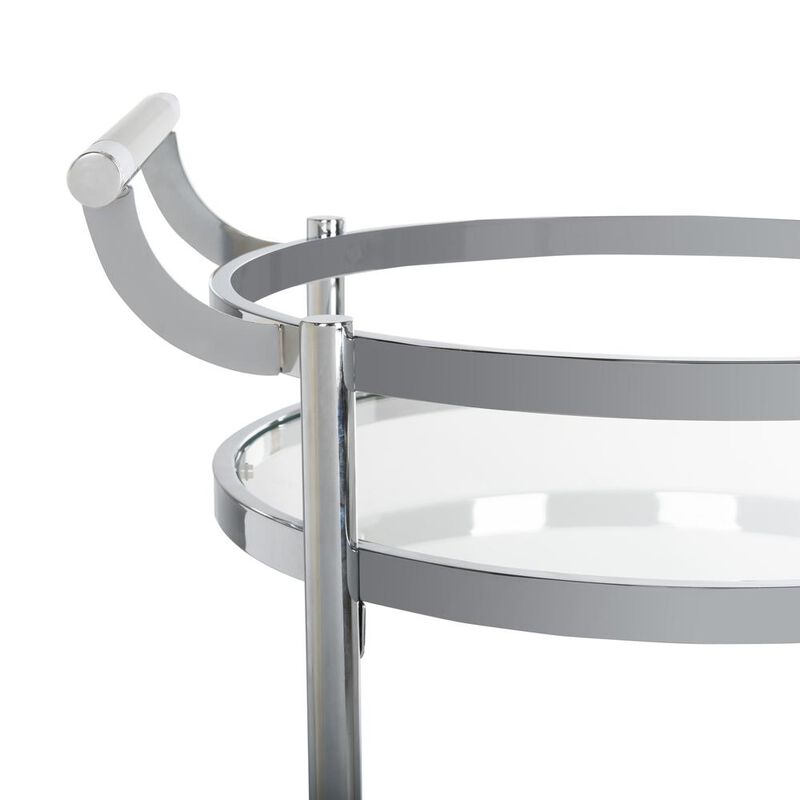 Safavieh Sienna 2 Tier Round Bar Cart, Chrome