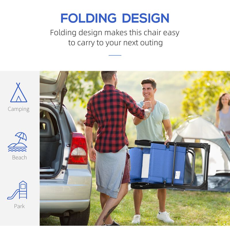 Blue Outdoor Seating: Set of 2 Portable Folding Recliner Loungers