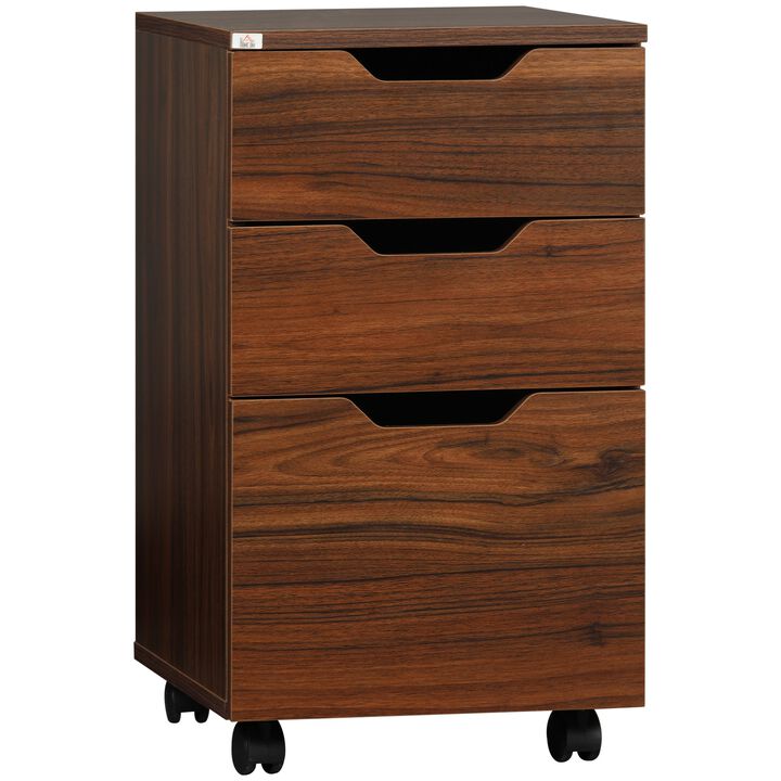 Brown Office Storage: Mobile 3-Drawer File Cabinet
