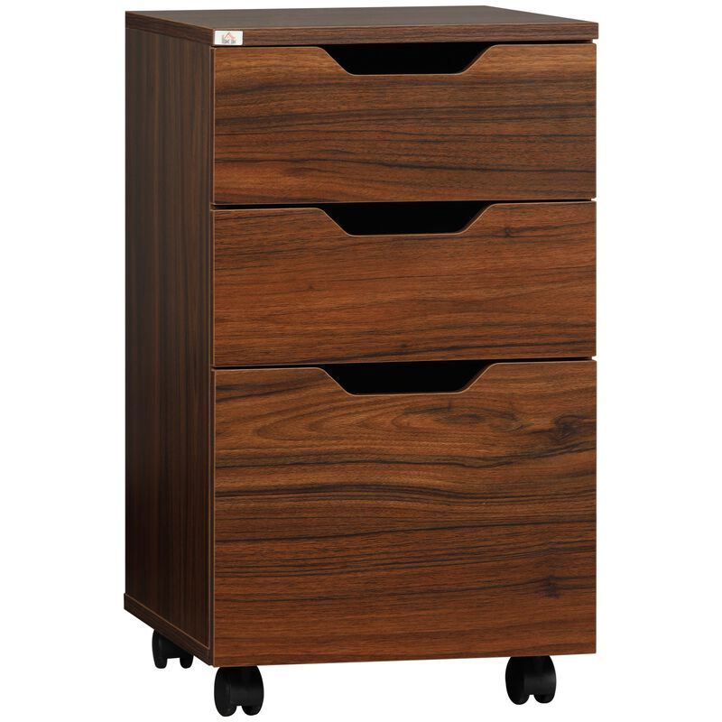 Brown Office Storage: Mobile 3-Drawer File Cabinet