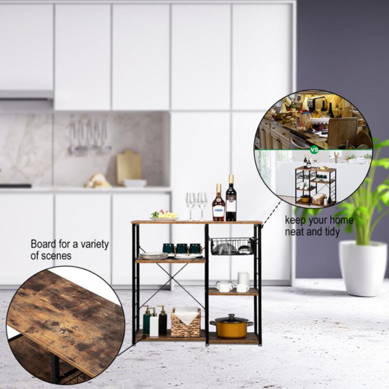 3-Tier Industrial Kitchen Bakers Rack Utility Space-Saving Storage for Kitchen Organization and Style