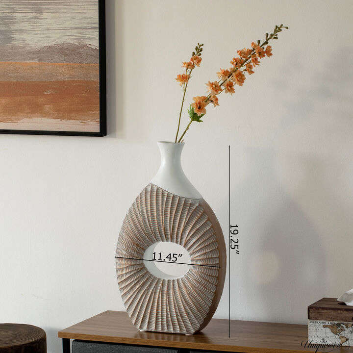 19-Inch White and Gold Farmhouse Vase