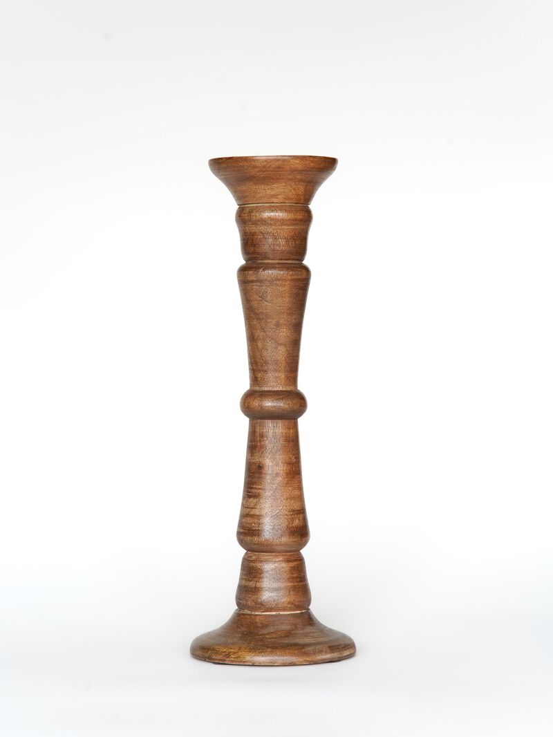 Traditional Medium Burnt Eco-friendly Handmade Mango Wood Set Of Four 6",9",12" & 15" Pillar Candle Holder