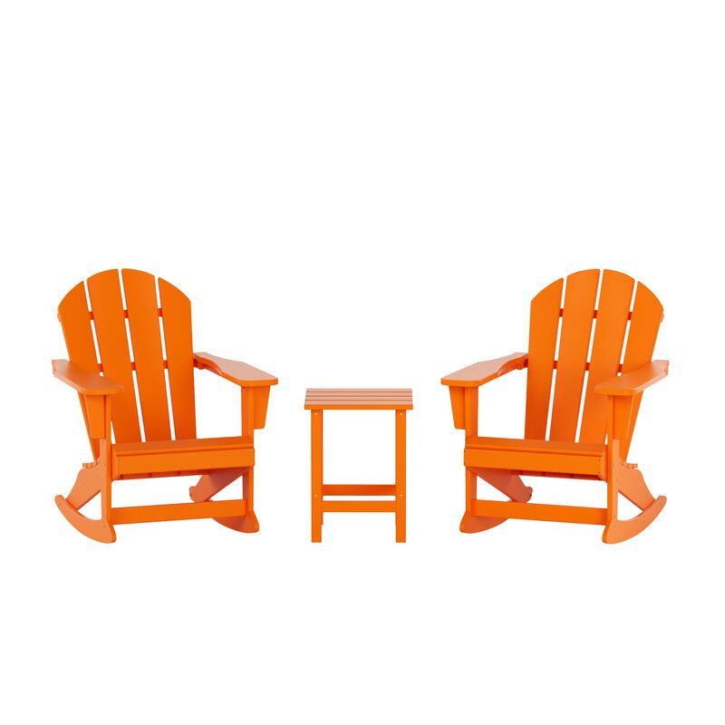 WestinTrends 3-Piece Outdoor Patio Rocking Adirondack Chairs with Side Table Set