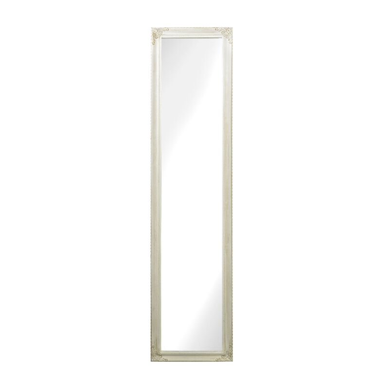 63" Antique White Rectangular Masalia Floor Mirror