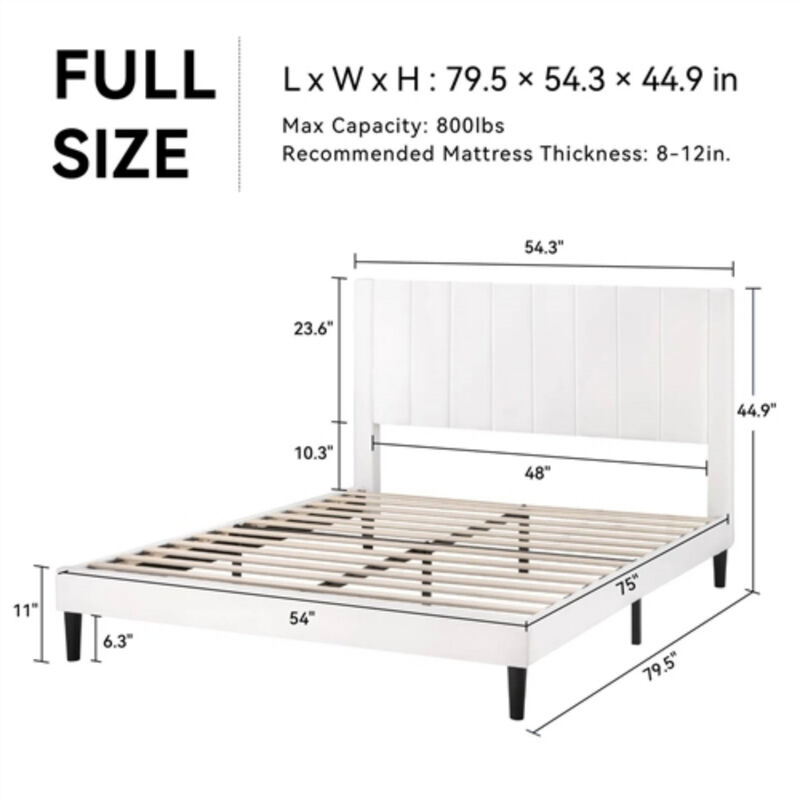 Velvet Upholstered Platform Bed Frame with Headboard