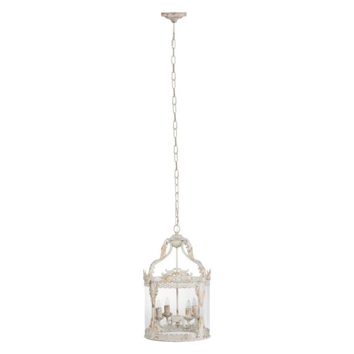 23" Gold and White Vintage Style Imre Four Light Chandelier