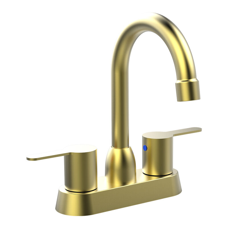 2 Handles Brushed Gold Faucet, Centerset RV Bathroom Faucets for 3 Hole