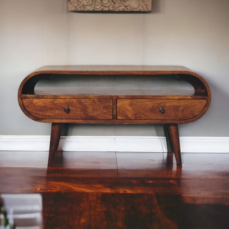 Artisan Furniture Chestnut Circular  Solid Wood 2 Drawer TV Stand
