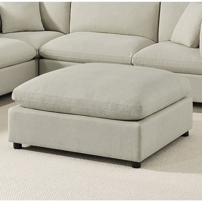 Comfort Pointe Casella Beige Fabric Ottoman