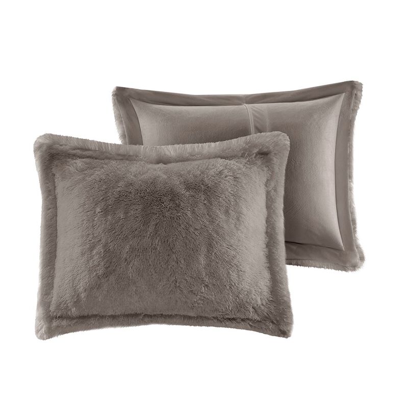 Gracie Mills Susie Solid Shaggy Long Fur Duvet Cover Set