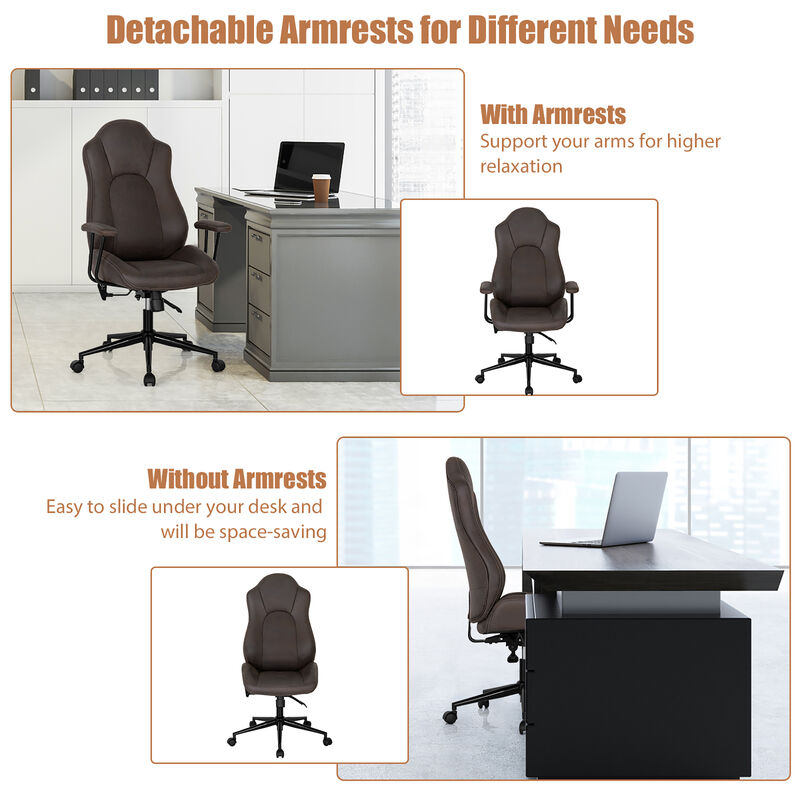 Costway High Back Ex ecutive Office Chair Adjustable Reclining Task Chair Armrest