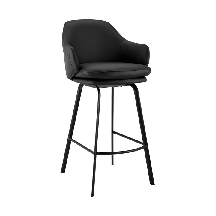 Brigden Gray Faux Leather and Black Metal Swivel  Counter Stool