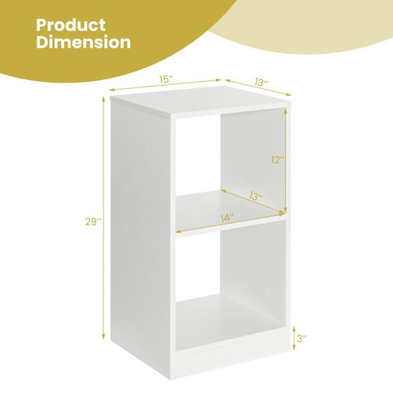 Hivvago 2 Pieces 2-tier Bookcase Set with Anti-toppling Device