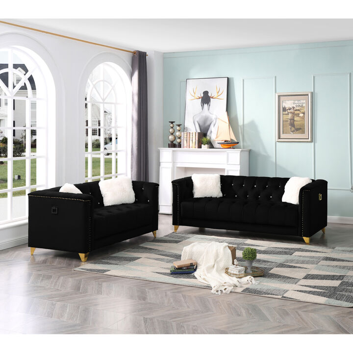Russell 2 Piece Living Room Set Black