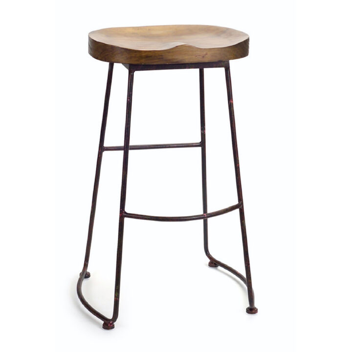 Industrial Wood Bucket Seat Stool - Stylish and Durable Seating for Home or Bar