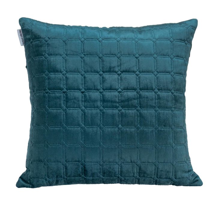 20" Teal Transitional Quilted Throw Pillow