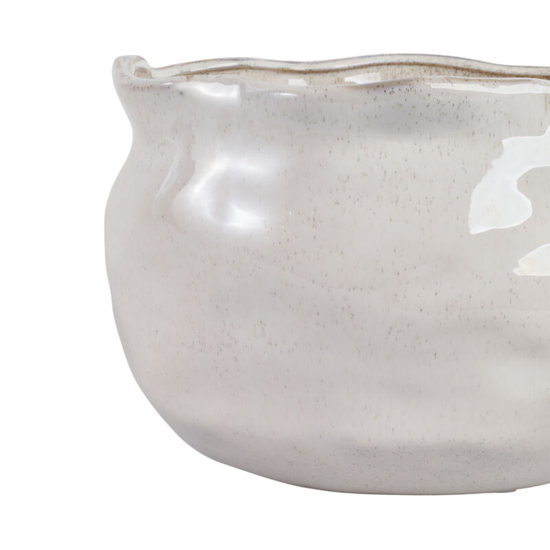 White Wavy Edge Stone Planters