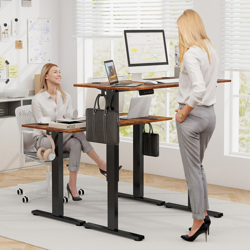 Adjustable Electric Standing Desk with 3 Memory Height Settings, Cable Management, and Hooks