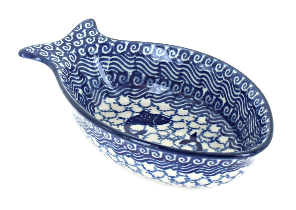 Blue Rose Polish Pottery Summer Fun Medium Fish Dish