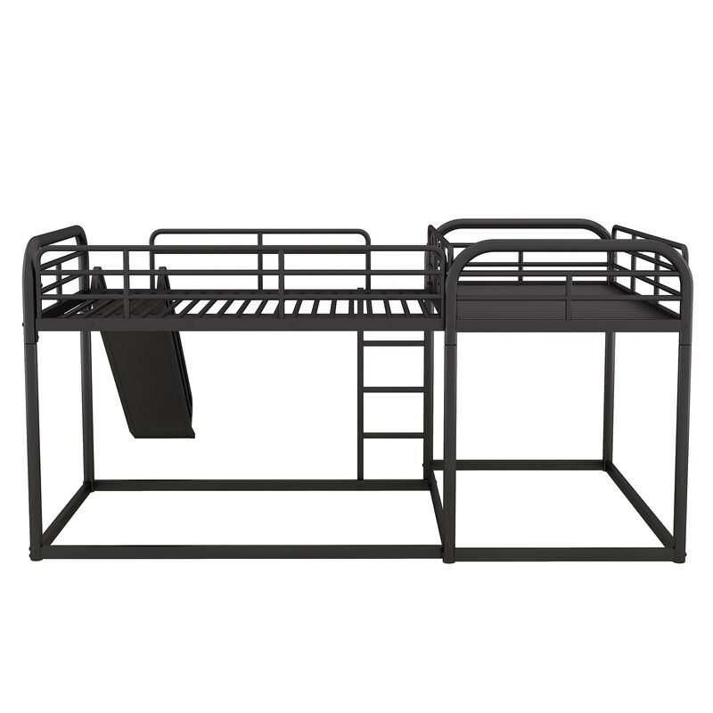 Quad L-Shaped Bunk Bed with Slide