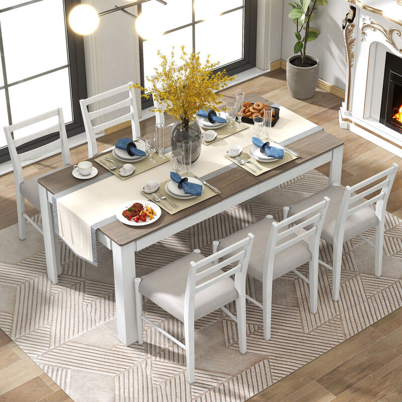 Merax Mutifunctional Extendable Wooden Dining Table Set with Chair