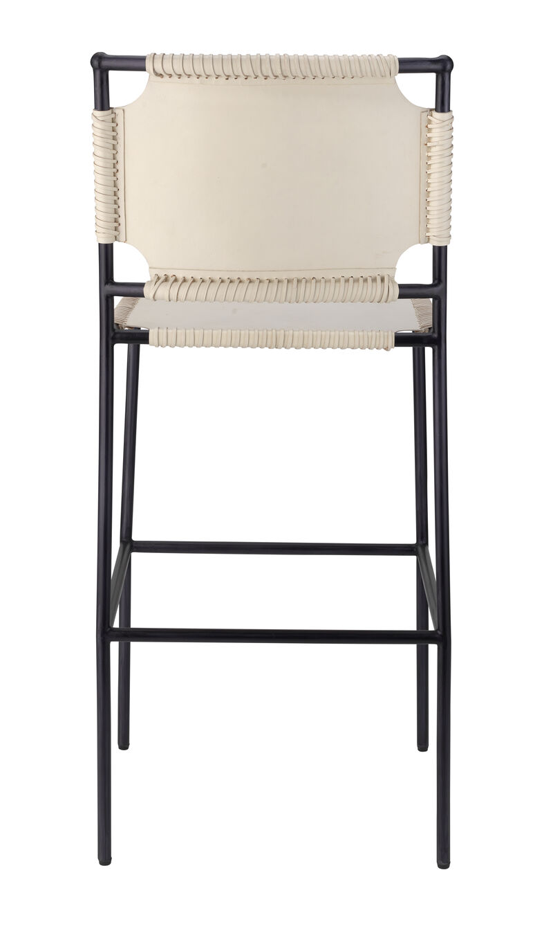 Asher White Leather Bar Stool