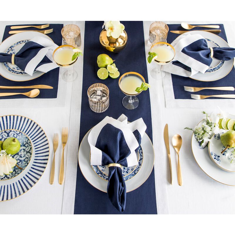 Solino Home 100% Pure Linen Table Runner | Festive Edge for Thanksgiving, Christmas