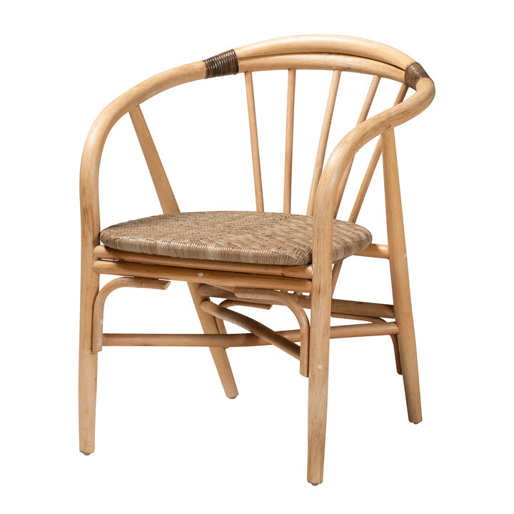 Bali & Pari Kyoto Modern Bohemian Natural Brown Rattan Dining Chair