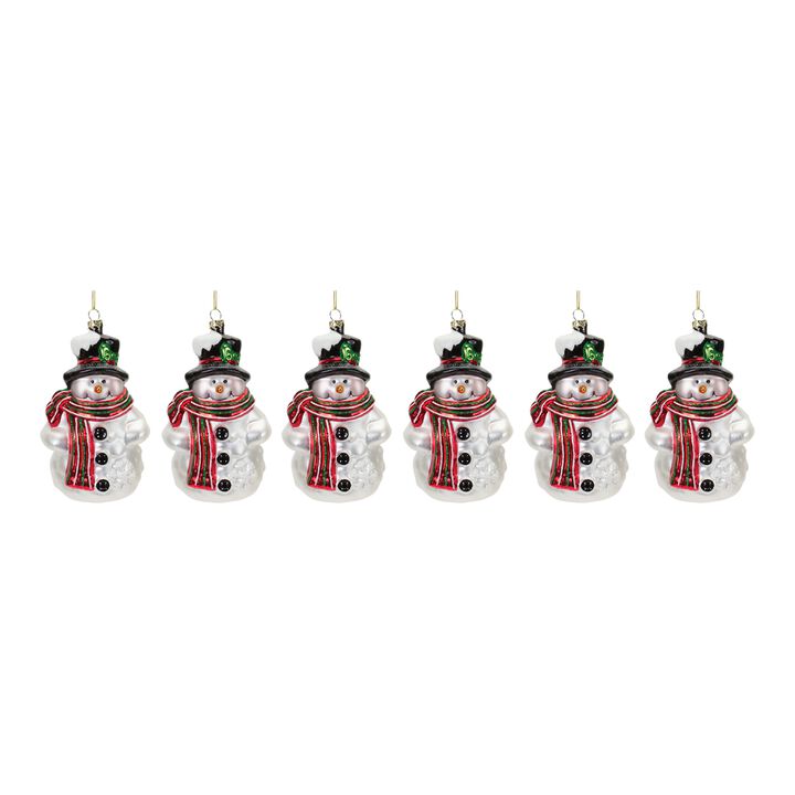 Snowman Christmas Ornament for Holiday Tree Decoration (Set of 6)