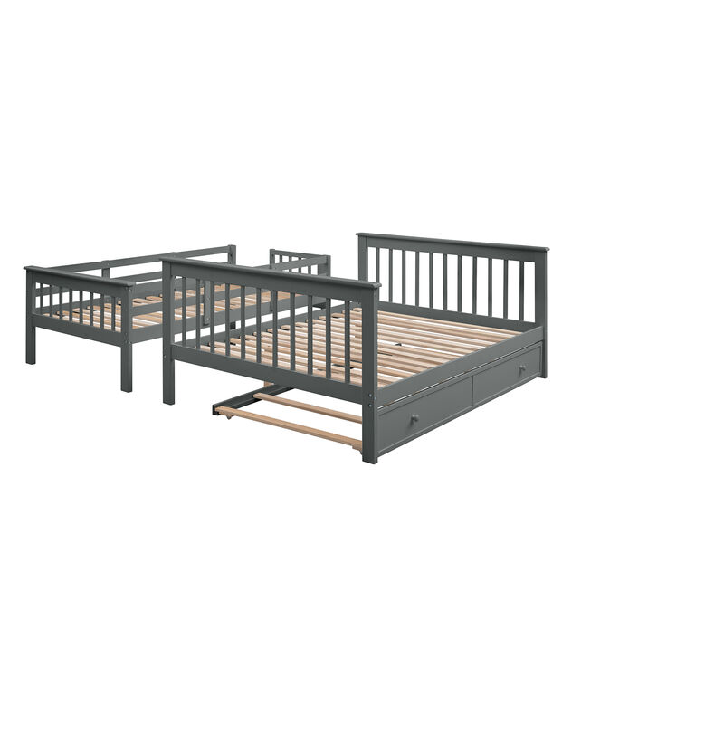 Merax Bunk Bed with Trundle and Guard Rail