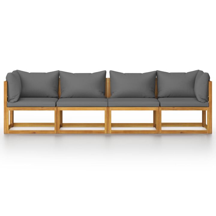 vidaXL 4-Seater Garden Sofa with Cushion Solid Acacia Wood