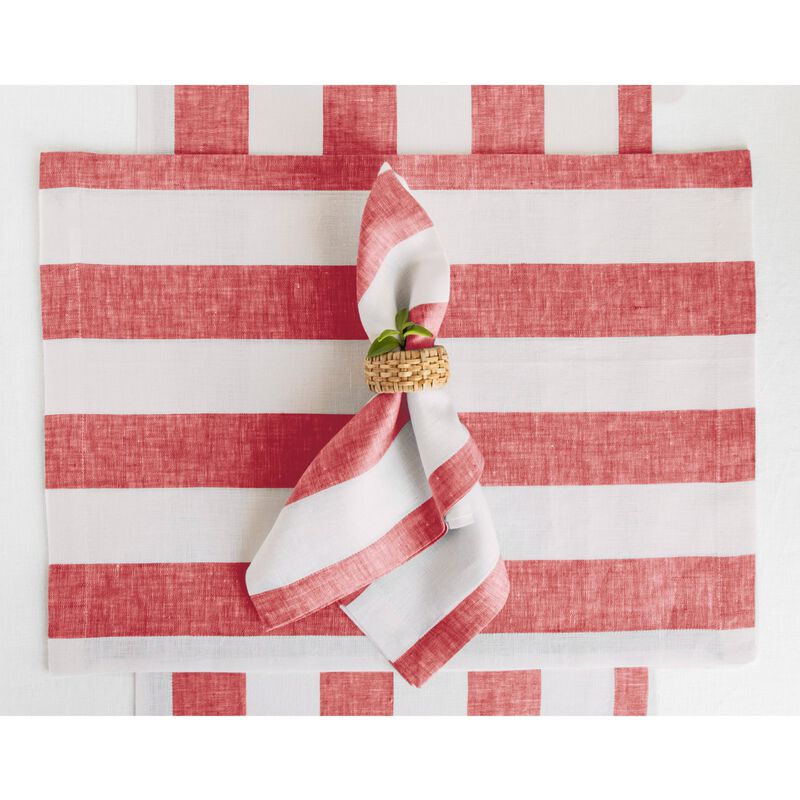Solino Home 100% Pure Linen Table Runner | Cabana Stripe for Thanksgiving, Christmas