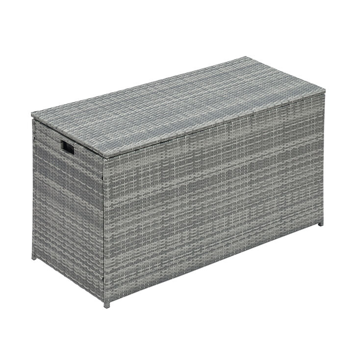 Teamson Home - Wicker 154 Gallon Patio Storage Chest, Gray