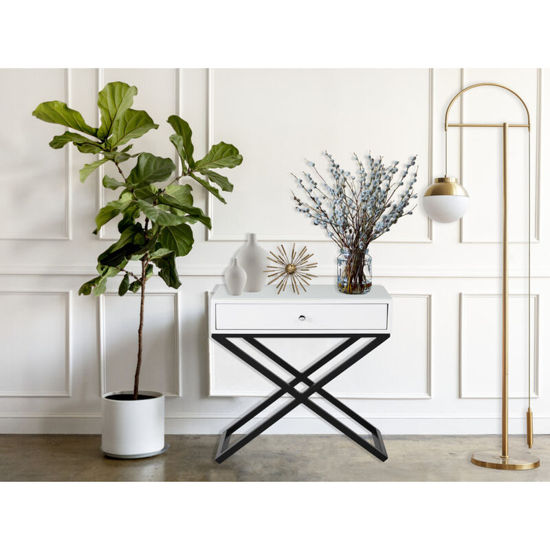 Streamdale Koda End Table with Glass Top and Drawer