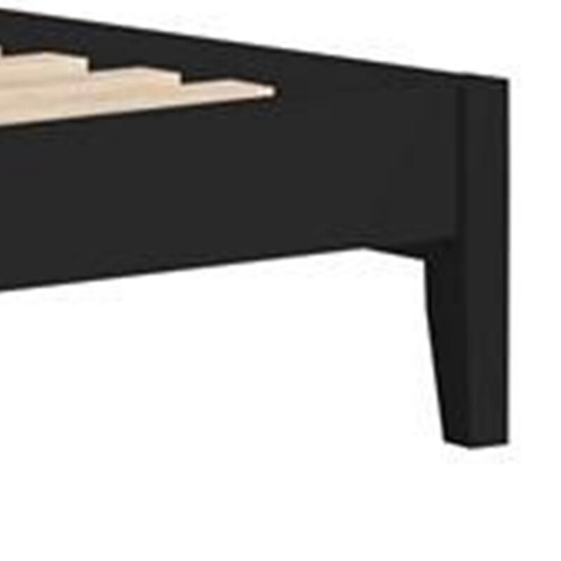 Cavi California King Platform Bed Frame, Low Profile Tapered Legs, Black - Benzara