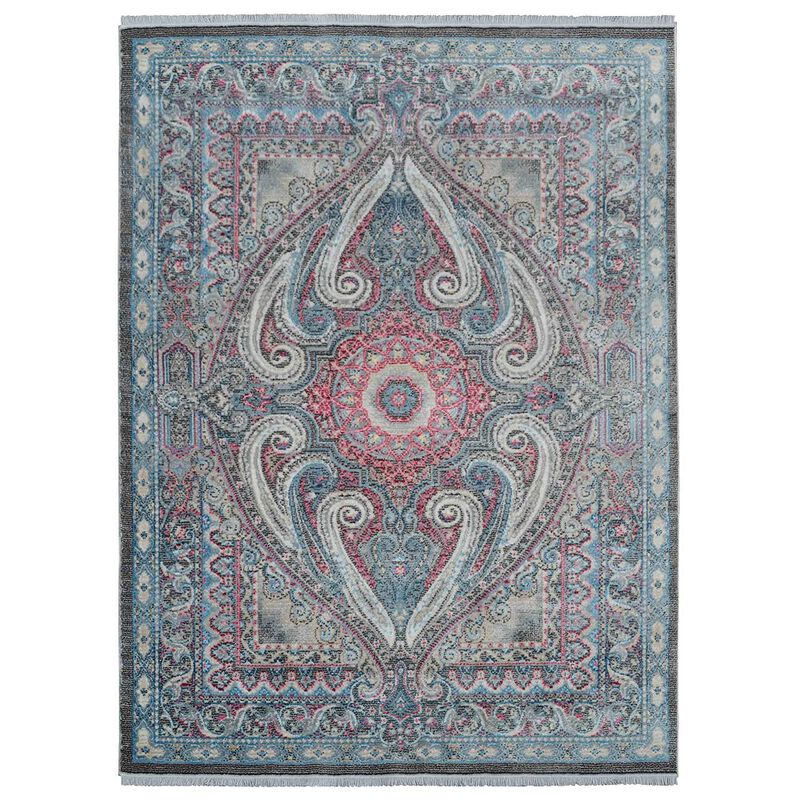 RUGSOTIC CARPETS MACHINE MADE POLYESTER AREA RUGS  - 4'x5'11'', Rectangle Shape, Brown Gray Color, Classic Oriental Traditional  Design, Low Pile Machine Made Area Rugs (M00106)