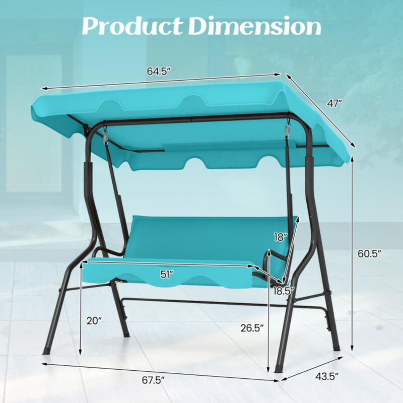 Hivvago 3 Seat Outdoor Patio Canopy Swing with Cushioned Steel Frame