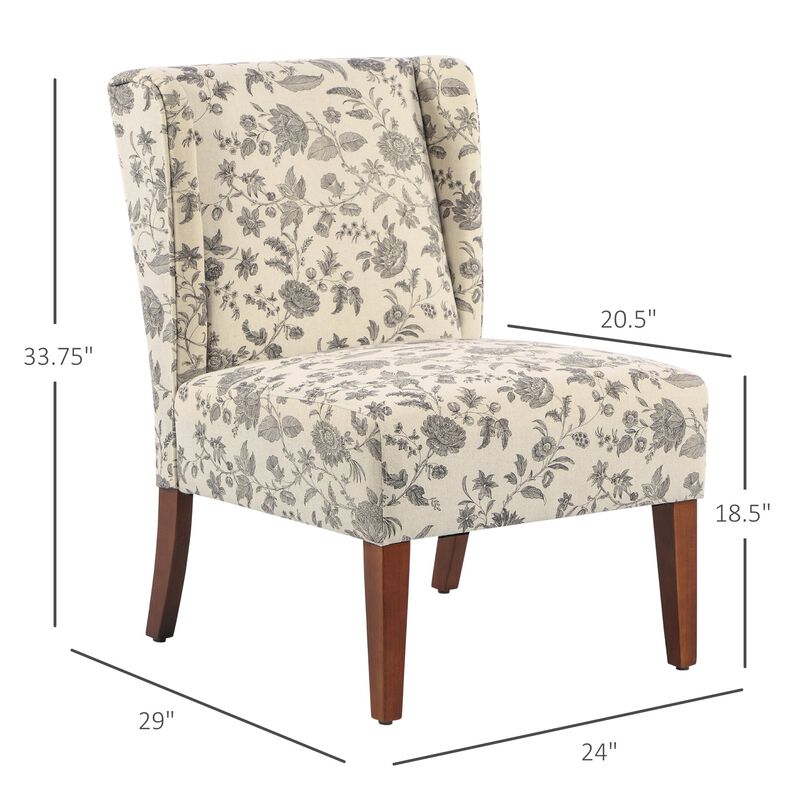 Floral Living Room Seat: Upholstered Armless Accent Chair