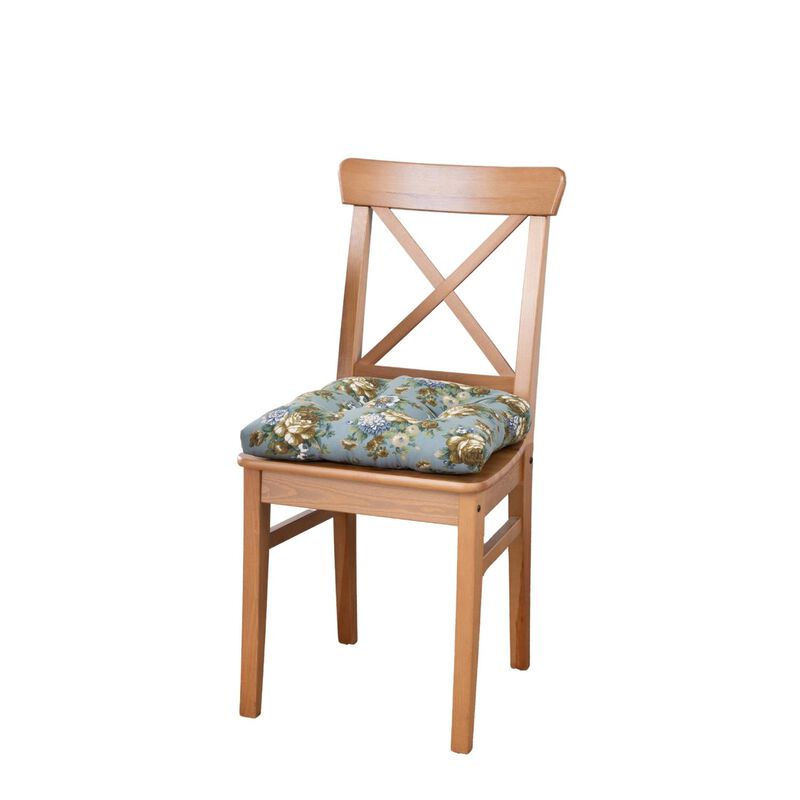 Ellis Bella Rose Stylish Medium Scale Printed Floral Pattern Non-Skid Chair Pad 18"x18" Wedge