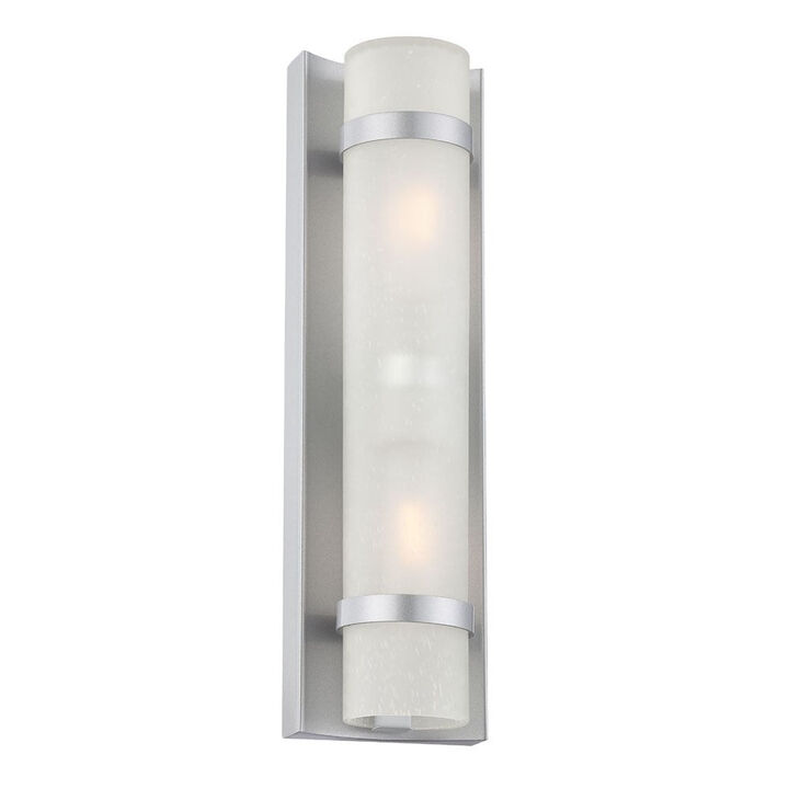 Hivvago Two Light Brushed Silver and White Glass Wall Sconce