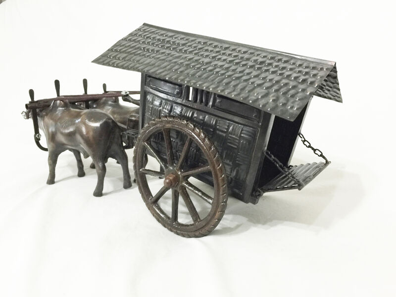 D-ART COLLECTION, INC Metal Cows with Cart