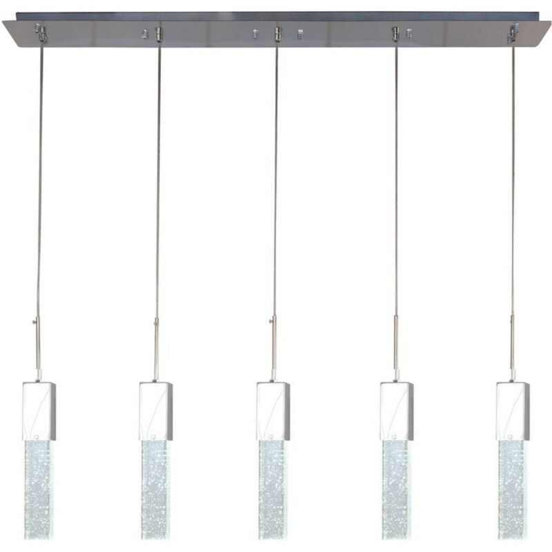Sparkling Night Chandelier Chrome Metal and Acrylic 5 LED Light Dimmable
