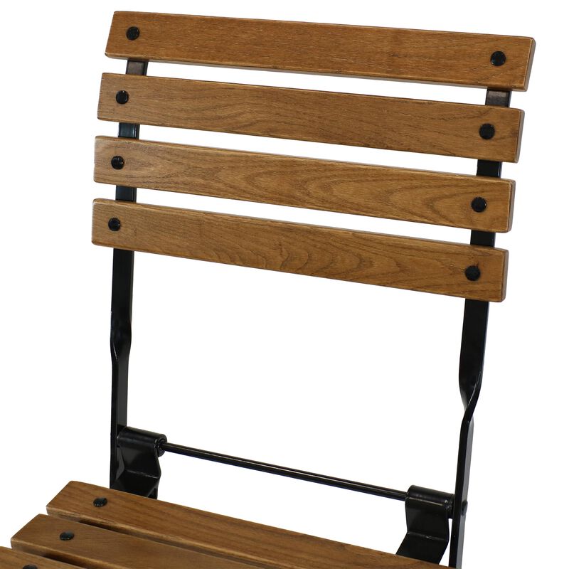 Sunnydaze European Chestnut Wood Folding Bistro Dining Chair
