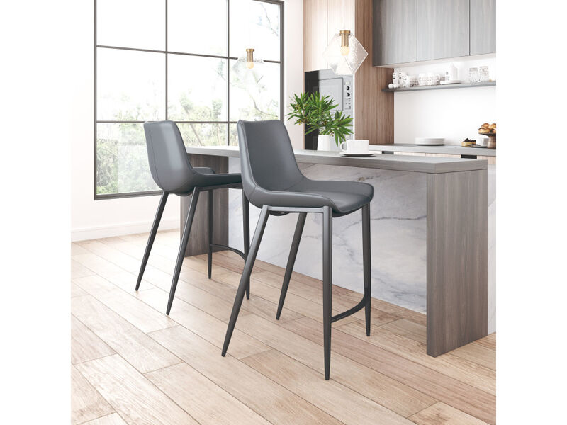 Magnus Barstool (Set of 2) Dark Gray & Black