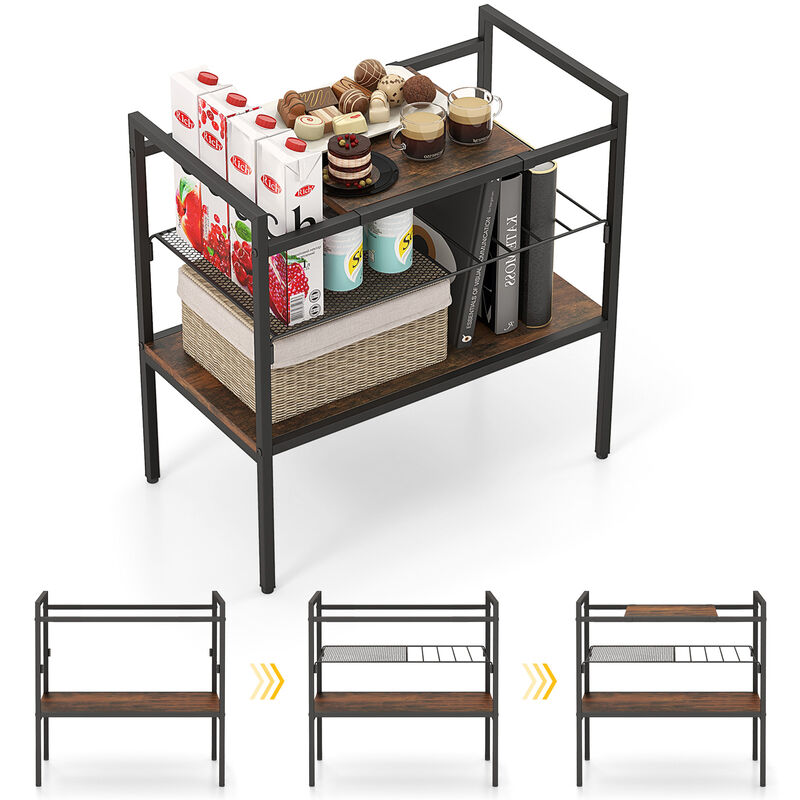 Industrial Entryway Table with Removable Panel and Mesh Shelf
