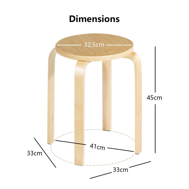 Set of 4 18 Inch Stackable Bentwood Dining Chairs with Round Top