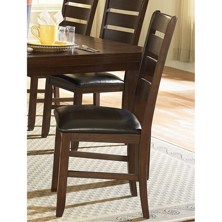 Contemporary Design Dark Oak Finish Wooden Side Chairs Set Of 2 Piece Upholstered Dining Furniture